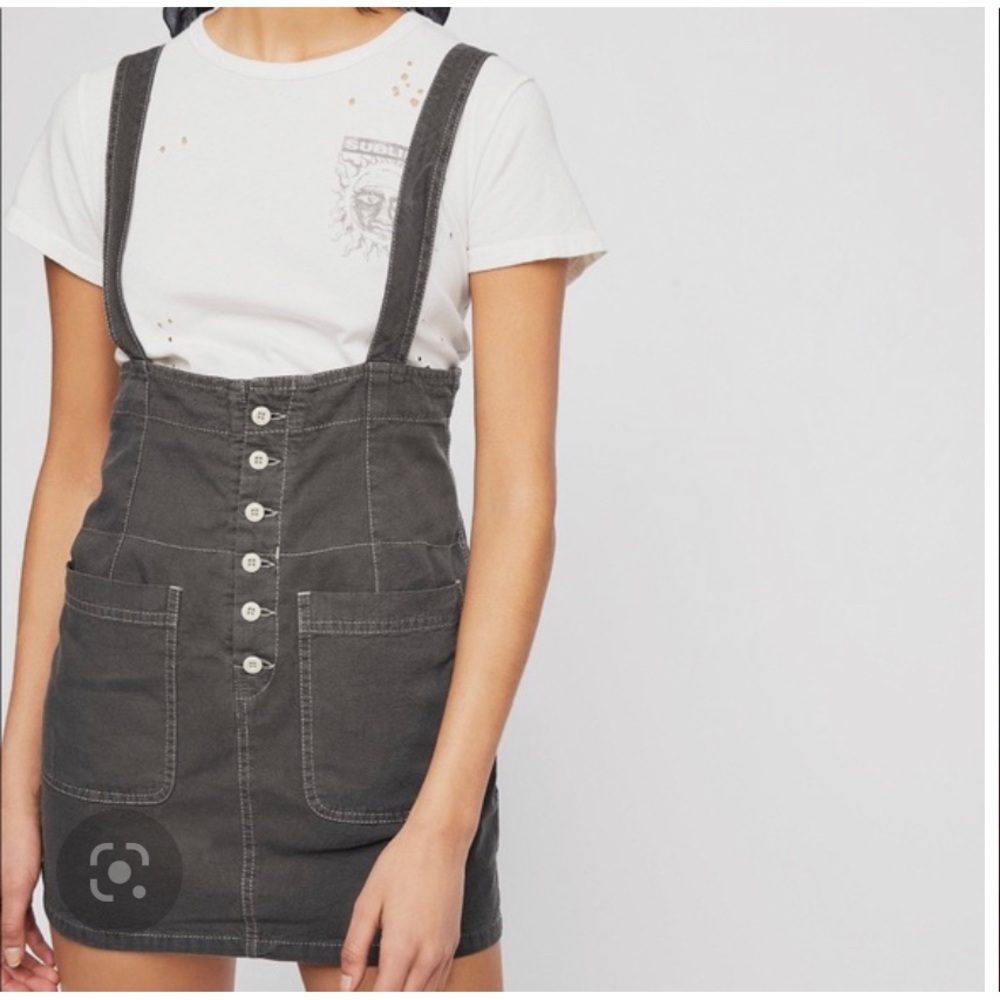 Free People mini black skirt with suspenders